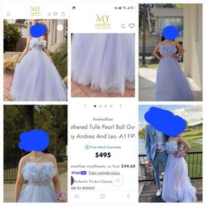 Andrea and Leo light purple prom/ball gown size 4